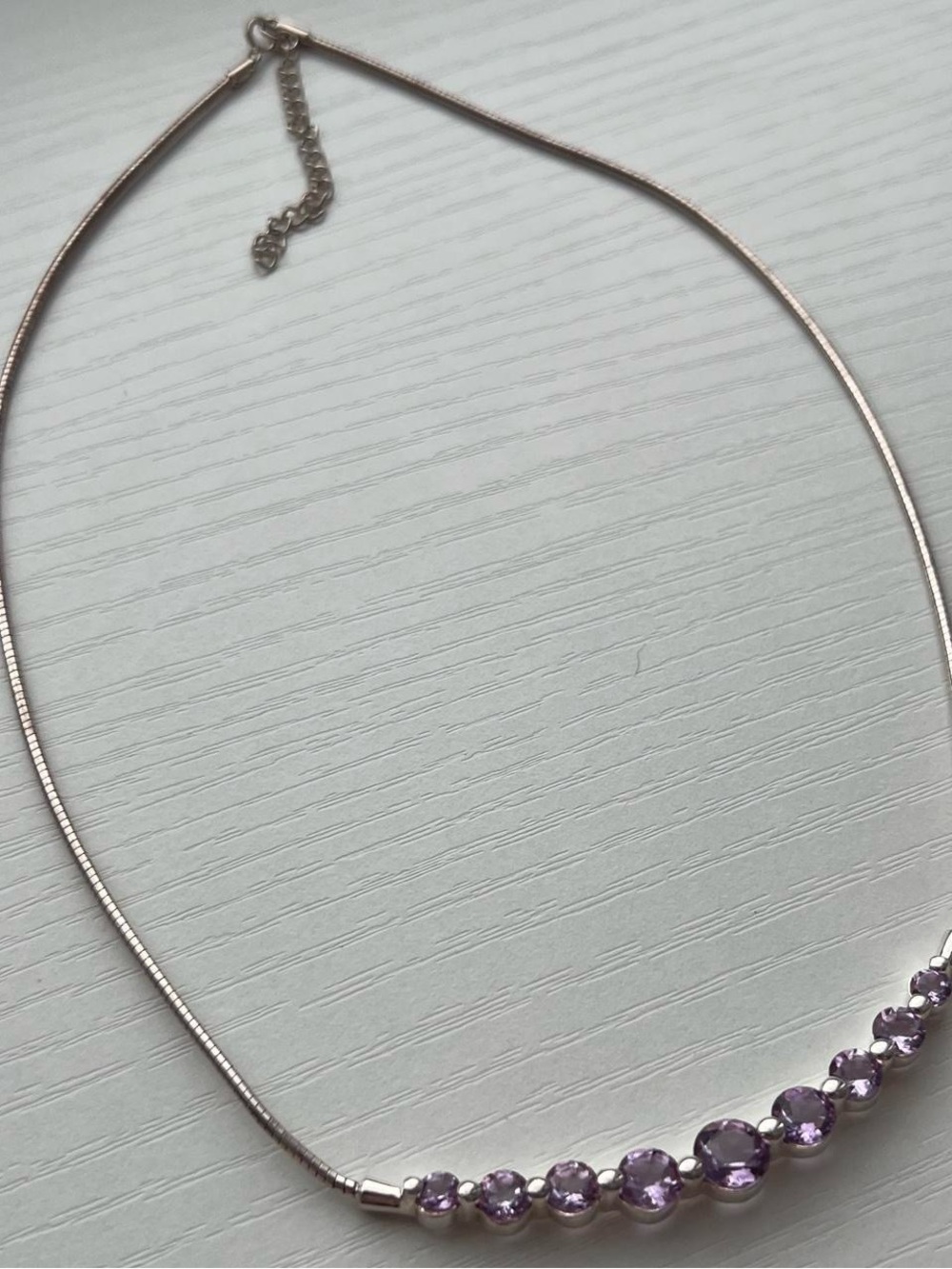 Silver Necklace with Purple Crystal Accents - Picture 6 of 6